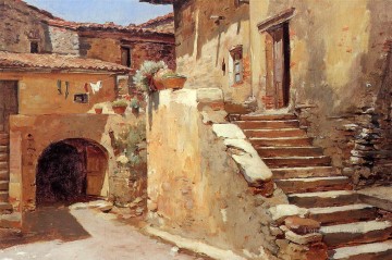 Italian Courtyard scenes Frank Duveneck Oil Paintings